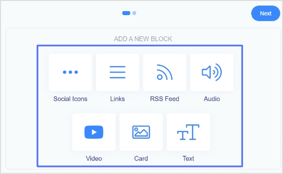Choose block from replug bio link section