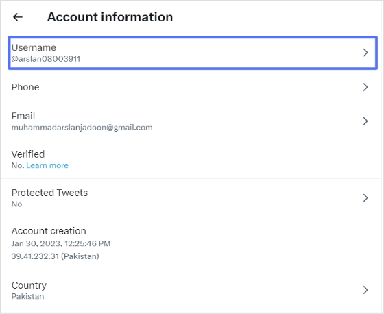 click username