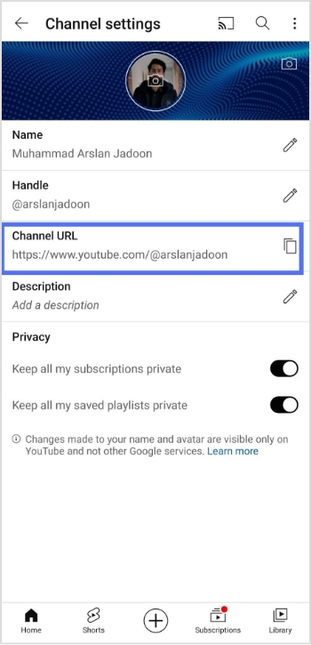 copy handle url