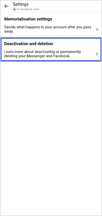 deactivation and deletion