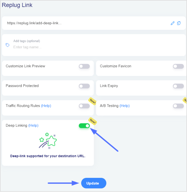 deep link and update