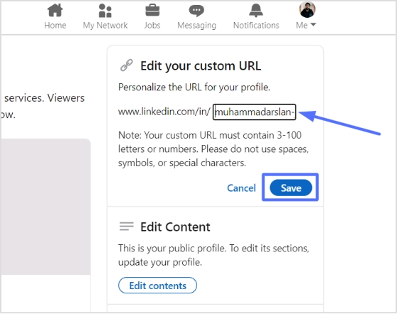 enter url and save
