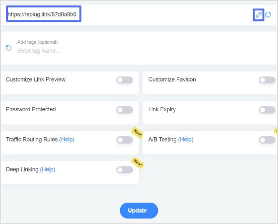 new link click edit icon