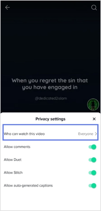 privacy setting