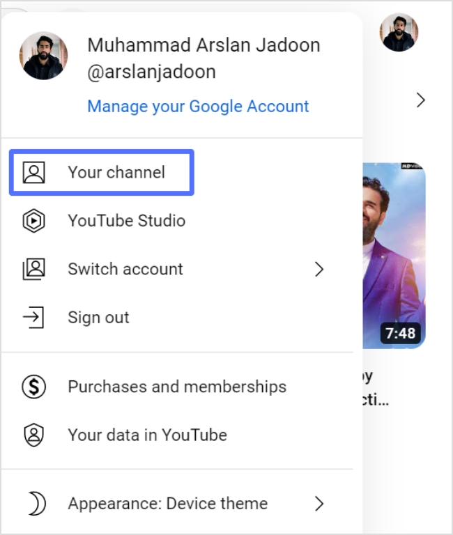 select your channel