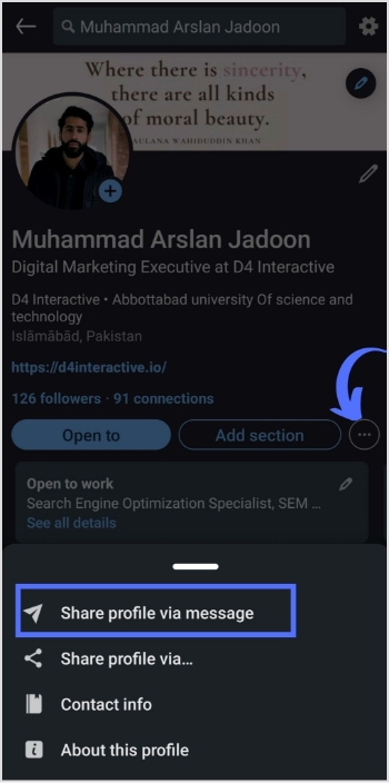 share profile via message