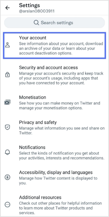 your account