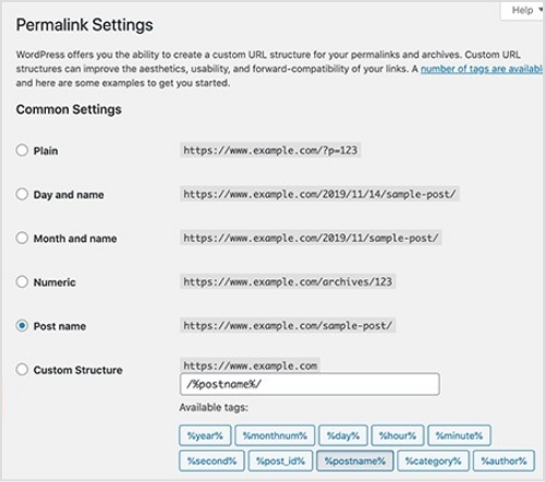 permalink setting