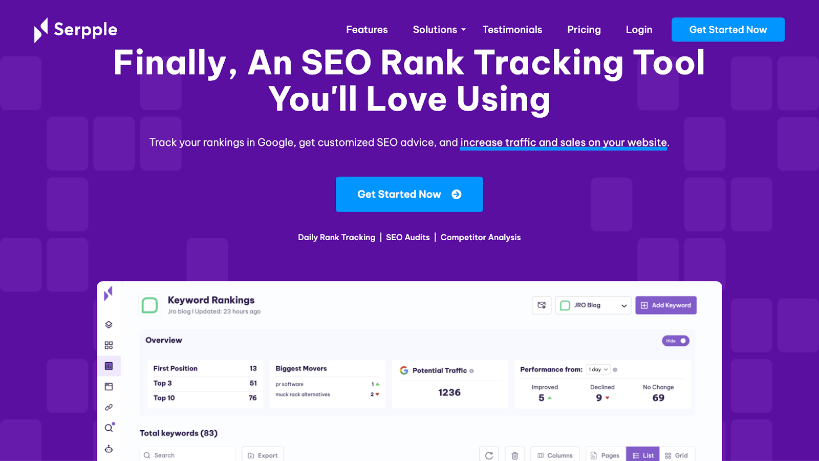High converting landing page example of Serpple