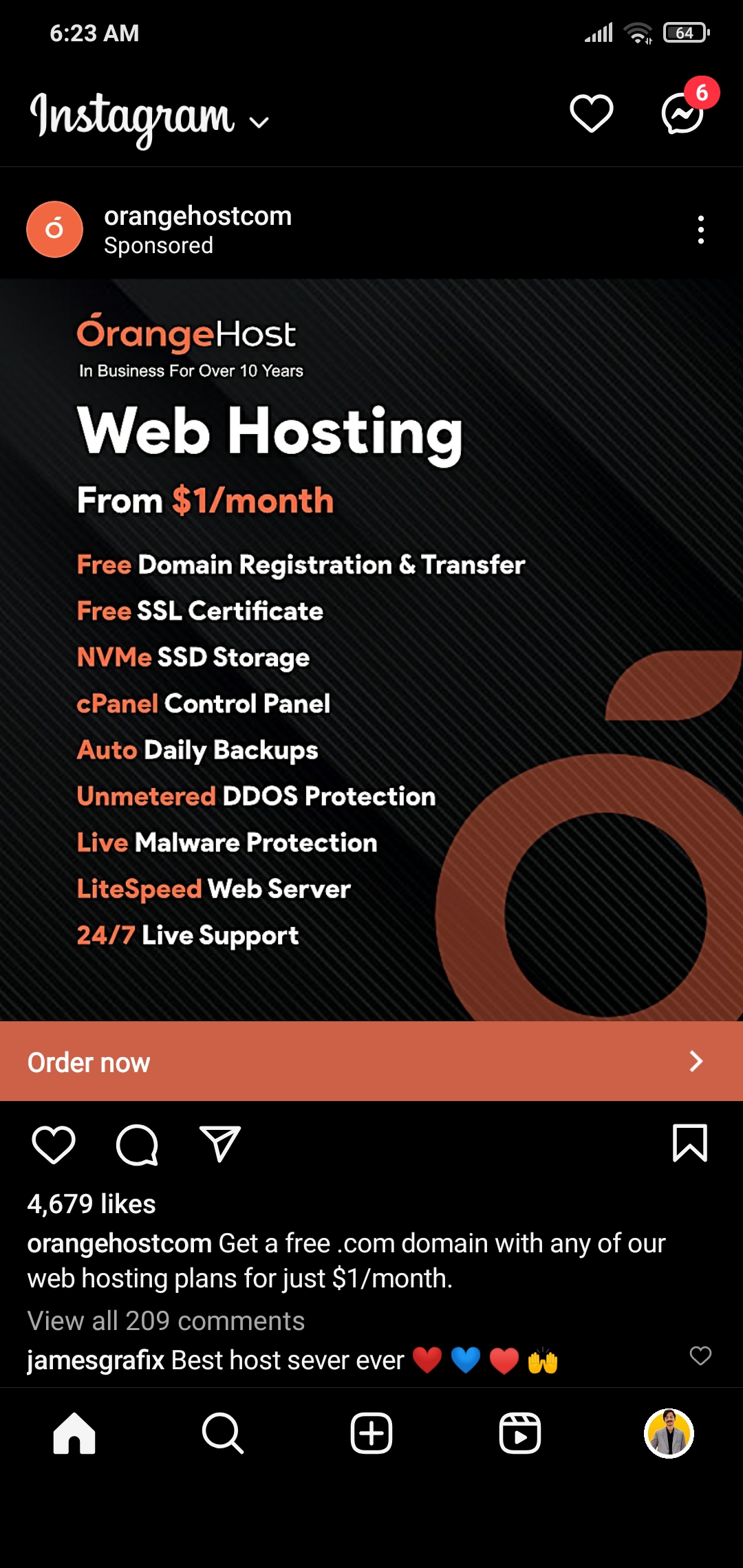 Orange host- Instagram Retargeting