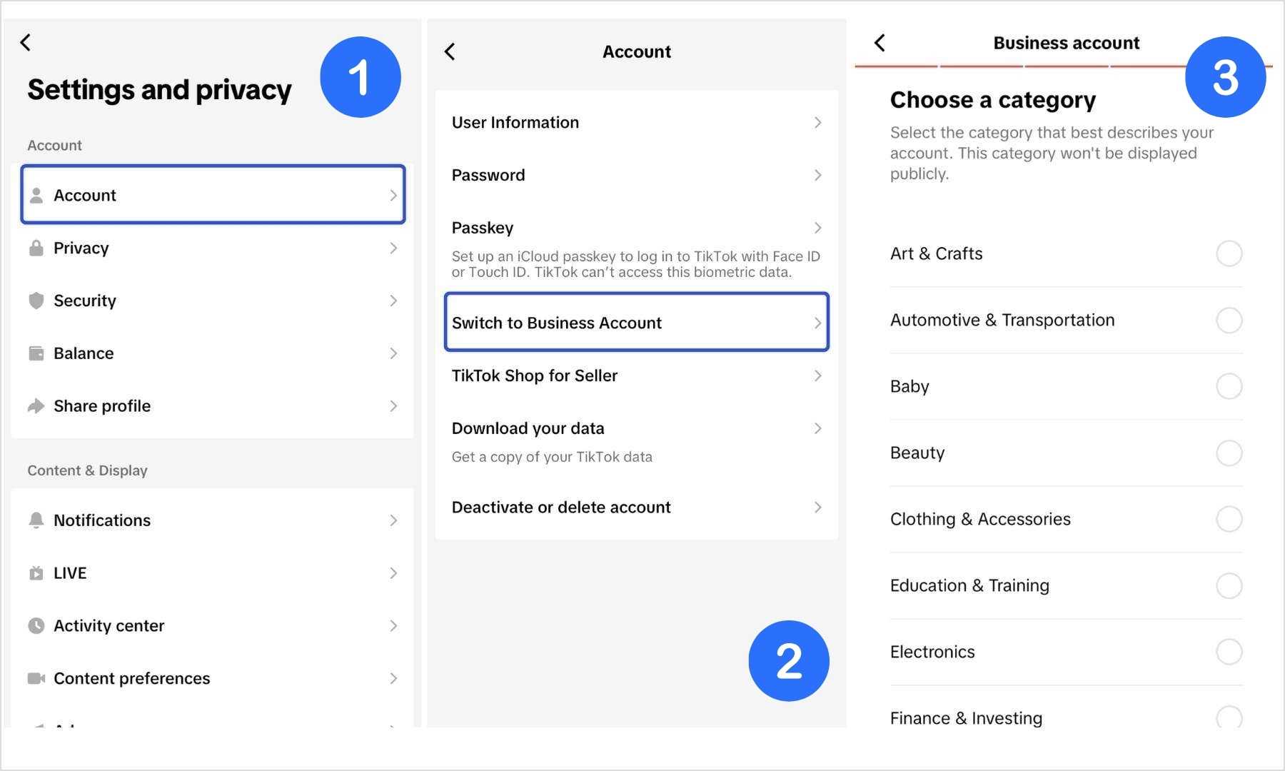 Switch to business account